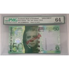 SCOTLAND 2011 . FIFTY 50 POUNDS BANKNOTE . SPECIMEN